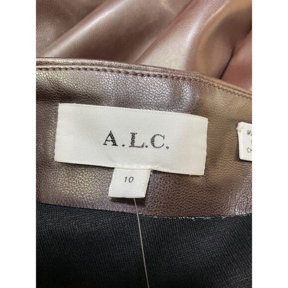 A.L.C. 'Charlotte' Brown Faux-Leather Halter Sleeveless Midi Dress Size 10 - Picture 4 of 5